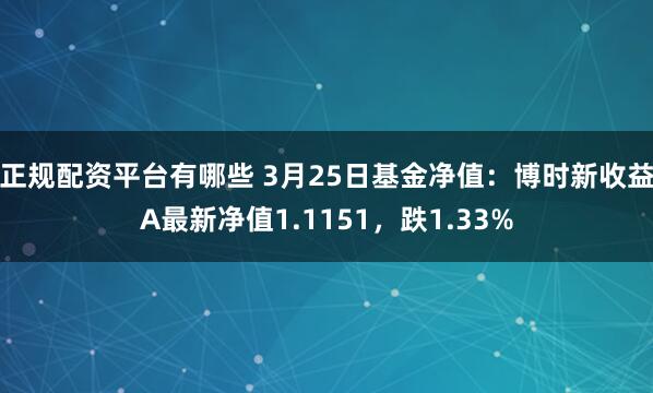 正规配资平台有哪些 3月25日基金净值：博时新收益A最新净值1.1151，跌1.33%