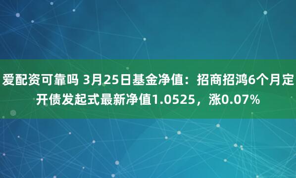 爱配资可靠吗 3月25日基金净值：招商招鸿6个月定开债发起式最新净值1.0525，涨0.07%