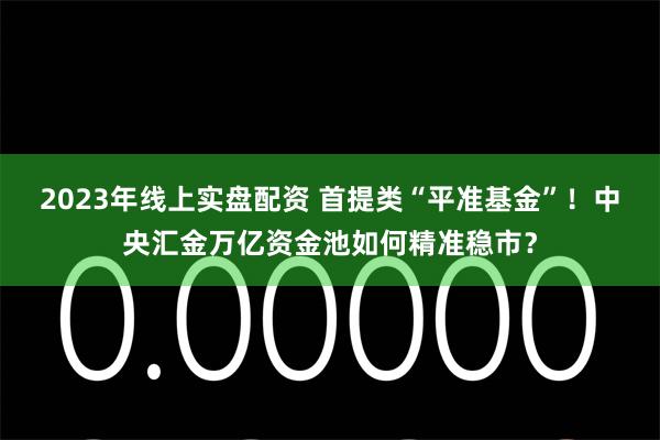 2023年线上实盘配资 首提类“平准基金”！中央汇金万亿资金池如何精准稳市？