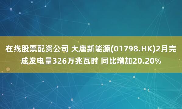 在线股票配资公司 大唐新能源(01798.HK)2月完成发电量326万兆瓦时 同比增加20.20%