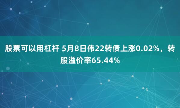股票可以用杠杆 5月8日伟22转债上涨0.02%，转股溢价率65.44%
