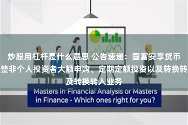 炒股用杠杆是什么意思 公告速递：国富安享货币基金调整非个人投资者大额申购、定期定额投资以及转换转入业务
