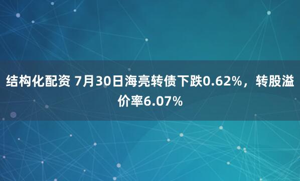 结构化配资 7月30日海亮转债下跌0.62%，转股溢价率6.07%