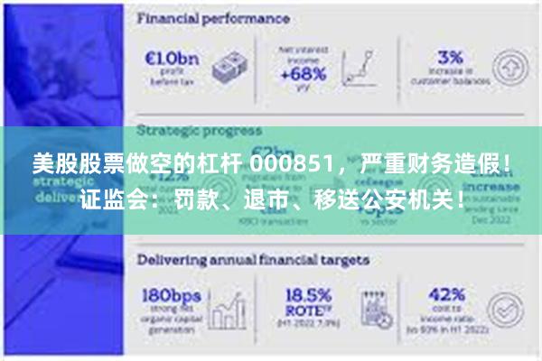 美股股票做空的杠杆 000851，严重财务造假！证监会：罚款、退市、移送公安机关！