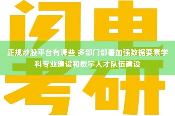 正规炒股平台有哪些 多部门部署加强数据要素学科专业建设和数字人才队伍建设